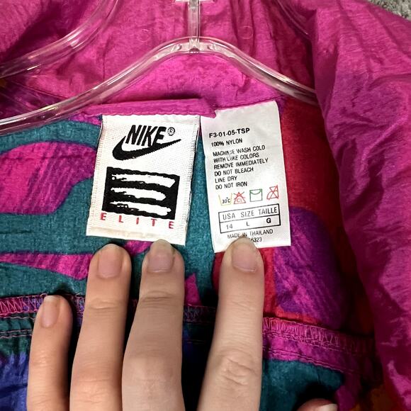 VTG Nike Windbreaker 90's Women's 14 Size Large Nylon Neon Colorful Full Zip - Picture 8 of 8